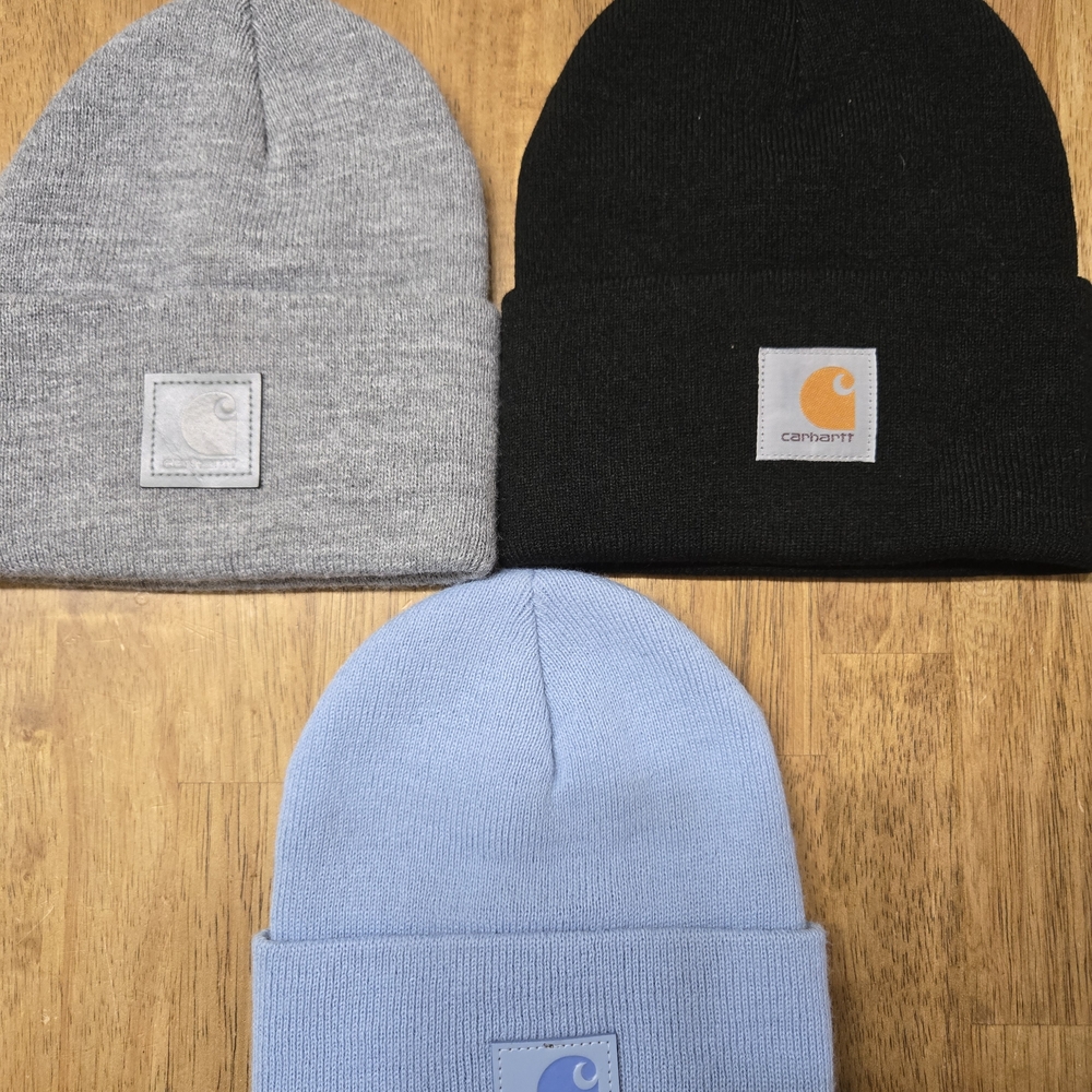 Carhartt Beanie Set - Black, Gray, and Blue
